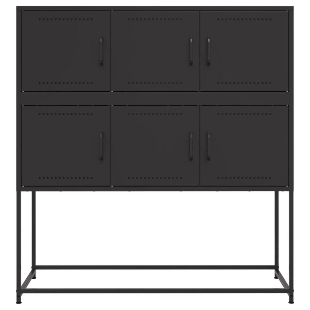 Produktbild för Skänk svart 100,5x39x107 cm stål
