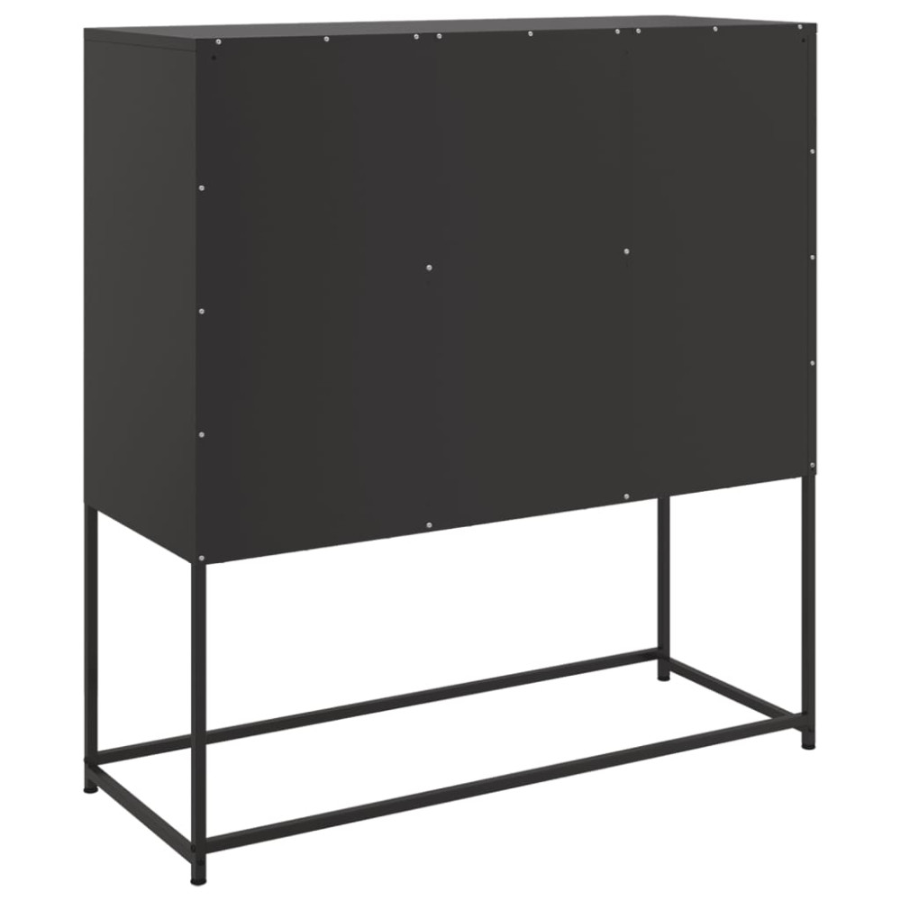 Produktbild för Skänk svart 100,5x39x107 cm stål