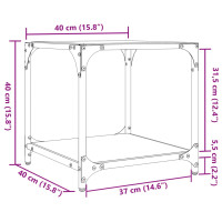 Produktbild för Soffbord med transparent glasskiva 40x40x40 cm stål