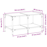 Produktbild för Soffbord med transparent glasskiva 78,5x40x40 cm stål