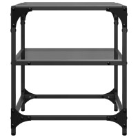 Produktbild för Soffbord med svart glasskiva 2 st 40x40x45 cm stål