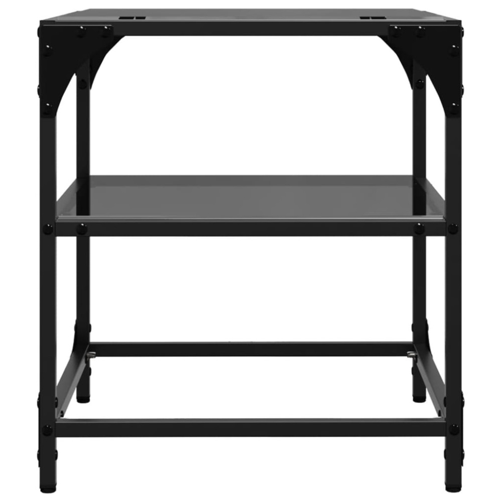 Produktbild för Soffbord med svart glasskiva 2 st 40x40x45 cm stål