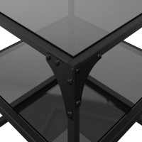 Produktbild för Soffbord med svart glasskiva 2 st 40x40x45 cm stål