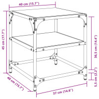 Produktbild för Soffbord med svart glasskiva 2 st 40x40x45 cm stål
