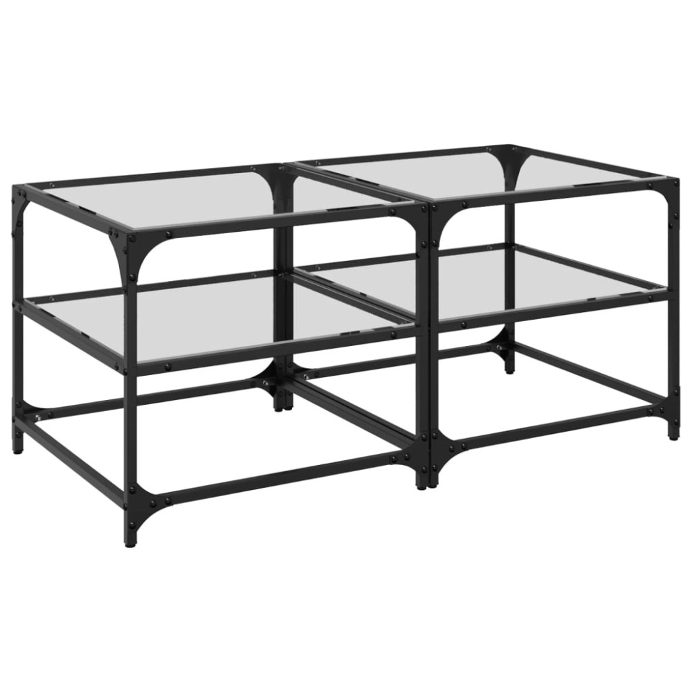 Produktbild för Soffbord med transparent glasskiva 2 st 50x50x45 cm stål
