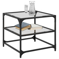 Produktbild för Soffbord med transparent glasskiva 2 st 50x50x45 cm stål