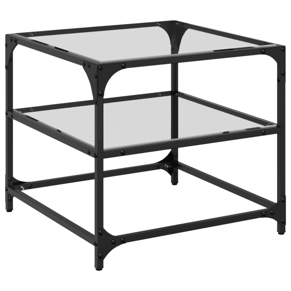 Produktbild för Soffbord med transparent glasskiva 2 st 50x50x45 cm stål