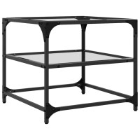 Produktbild för Soffbord med transparent glasskiva 2 st 50x50x45 cm stål