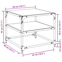 Produktbild för Soffbord med transparent glasskiva 2 st 50x50x45 cm stål