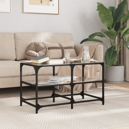 vidaXL Soffbord med svart glasskiva 78,5x40x45 cm stål - Soffbord