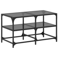 Produktbild för Soffbord med svart glasskiva 78,5x40x45 cm stål
