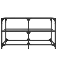 Produktbild för Soffbord med svart glasskiva 78,5x40x45 cm stål