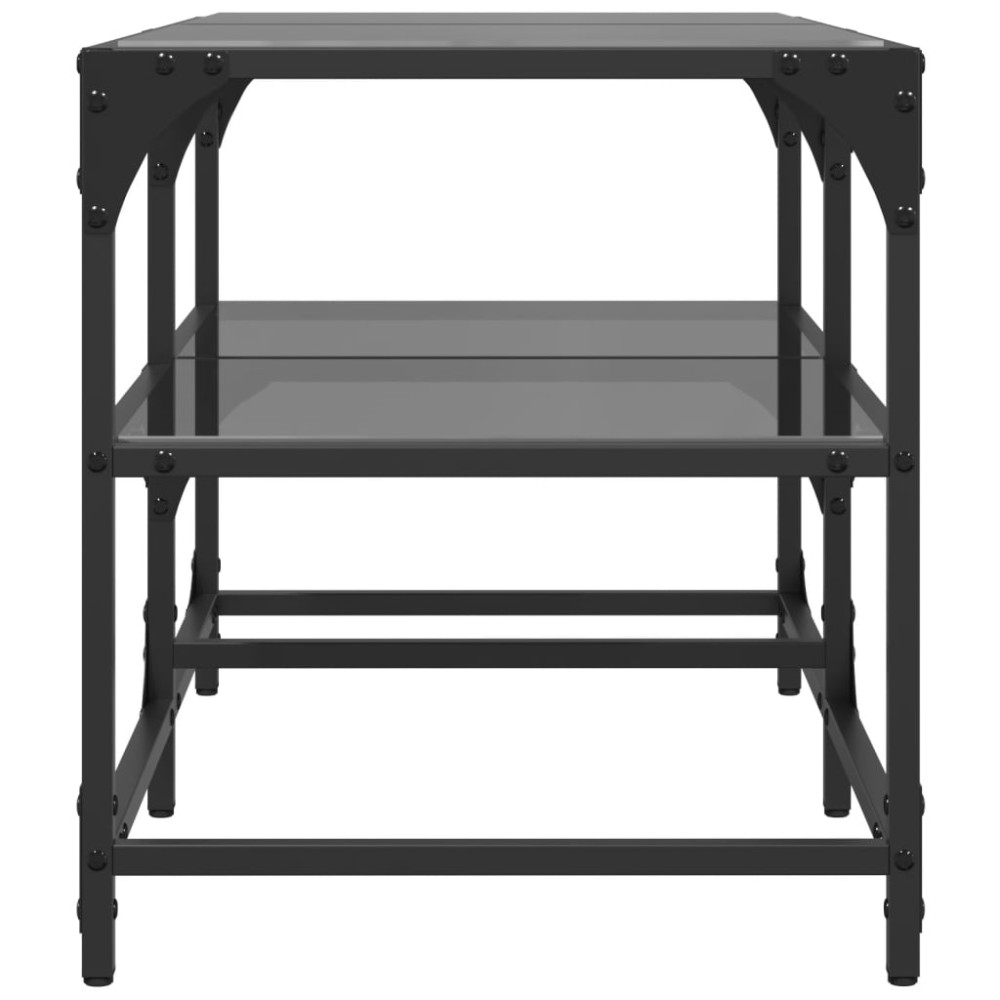 Produktbild för Soffbord med svart glasskiva 78,5x40x45 cm stål