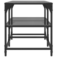 Produktbild för Soffbord med svart glasskiva 78,5x40x45 cm stål