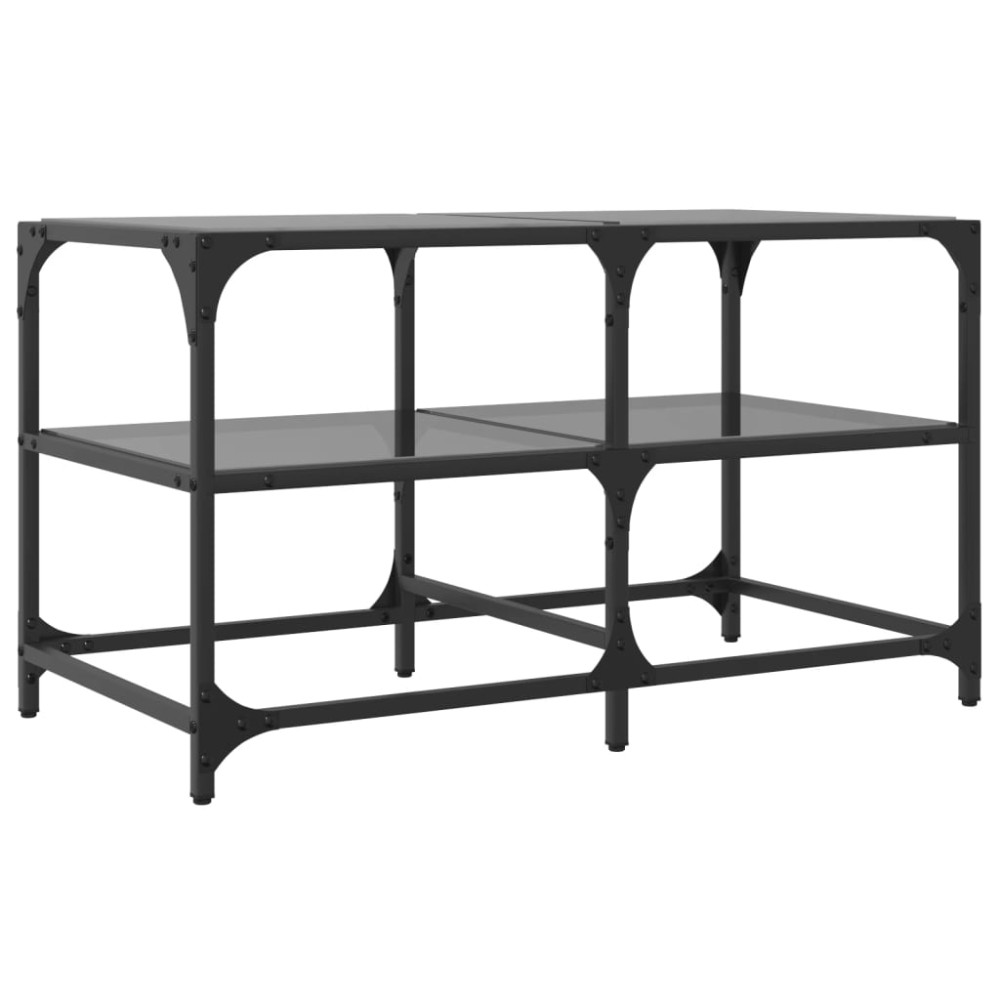 Produktbild för Soffbord med svart glasskiva 78,5x40x45 cm stål