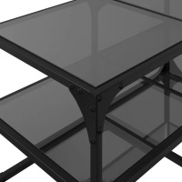 Produktbild för Soffbord med svart glasskiva 78,5x40x45 cm stål