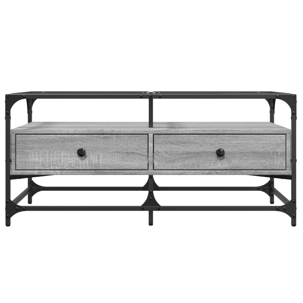Produktbild för Soffbord med glasskiva grå sonoma 98,5x50x45 cm stål