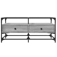 Produktbild för Soffbord med glasskiva grå sonoma 98,5x50x45 cm stål
