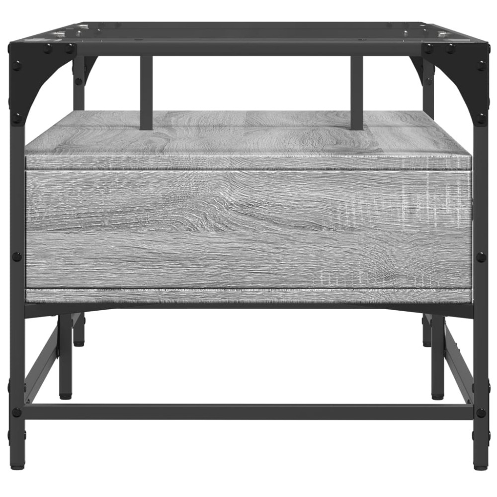 Produktbild för Soffbord med glasskiva grå sonoma 98,5x50x45 cm stål