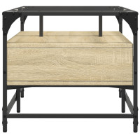 Produktbild för Soffbord med glasskiva sonoma-ek 98,5x50x45 cm stål