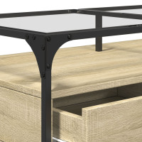 Produktbild för Soffbord med glasskiva sonoma-ek 98,5x50x45 cm stål