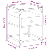Produktbild för Sängbord 2 st rökfärgad ek 40x40x55 cm konstruerat trä