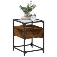 Produktbild för Sängbord 2 st rökfärgad ek 40x40x55 cm konstruerat trä