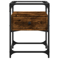 Produktbild för Sängbord 2 st rökfärgad ek 40x40x55 cm konstruerat trä