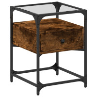 Produktbild för Sängbord 2 st rökfärgad ek 40x40x55 cm konstruerat trä