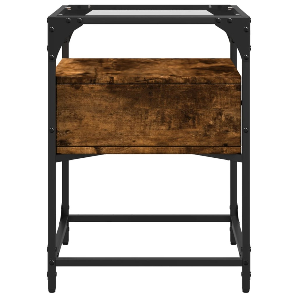 Produktbild för Sängbord 2 st rökfärgad ek 40x40x55 cm konstruerat trä