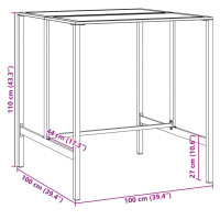 Produktbild för Barbord svart 100x100x110 cm pulverlackerat stål