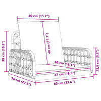 Produktbild för Hammock med dynor 63x58x39 cm konstrotting och stål