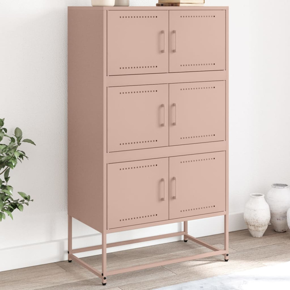 Produktbild för Skänk rosa 68,5x38,5x123,5 cm stål
