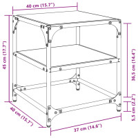 Produktbild för Soffbord med transparent glasskiva 40x40x45 cm stål