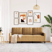 Produktbild för 3-sitssoffa brun 180 cm sammet