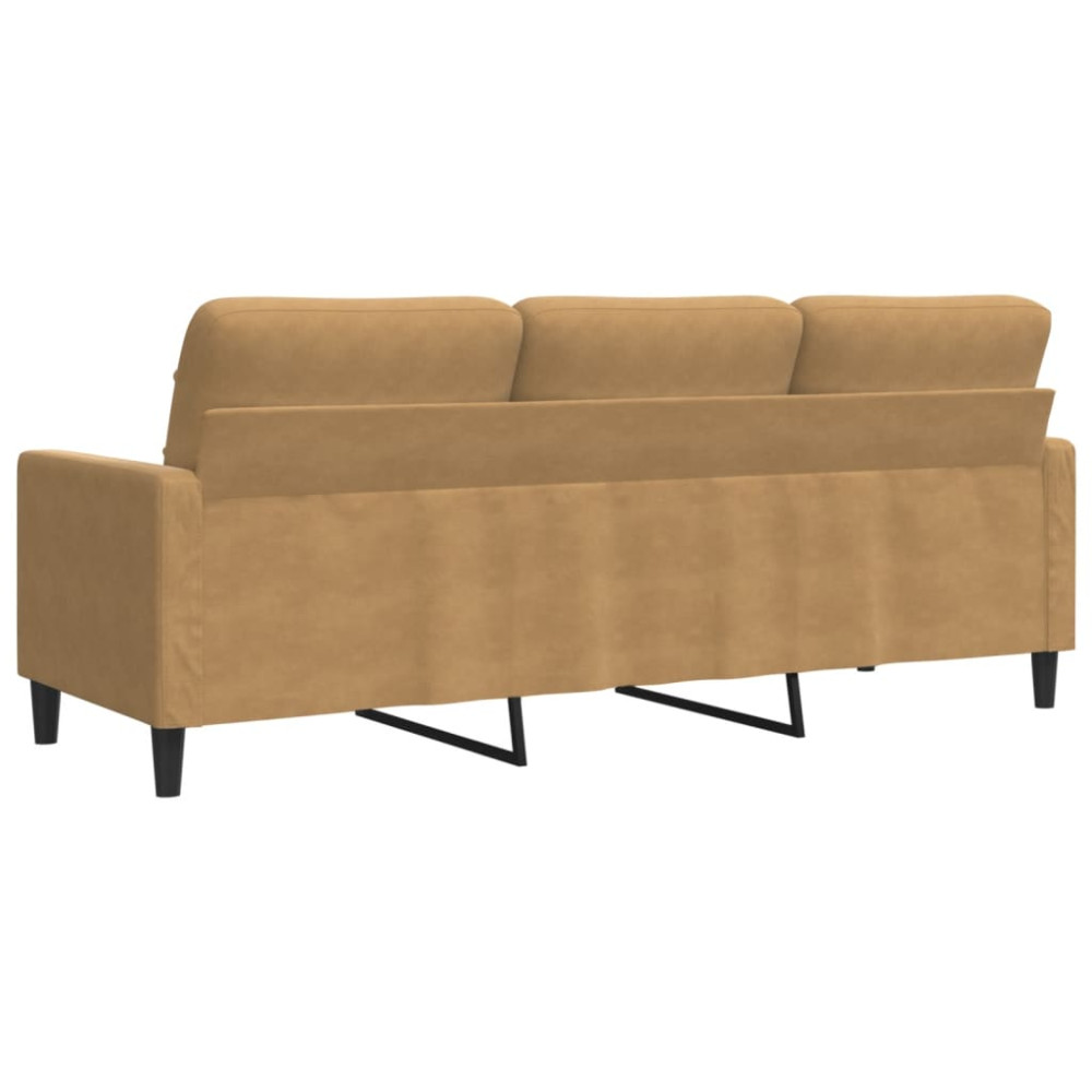 Produktbild för 3-sitssoffa brun 180 cm sammet