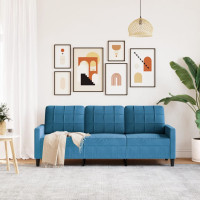 Produktbild för 3-sitssoffa blå 180 cm sammet