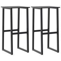 Produktbild för Barstolar 2 st svart 38x38x80 cm pulverlackerat stål