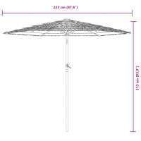 Produktbild för Trädgårdsparasoll med stålstång blå 223x223x213 cm