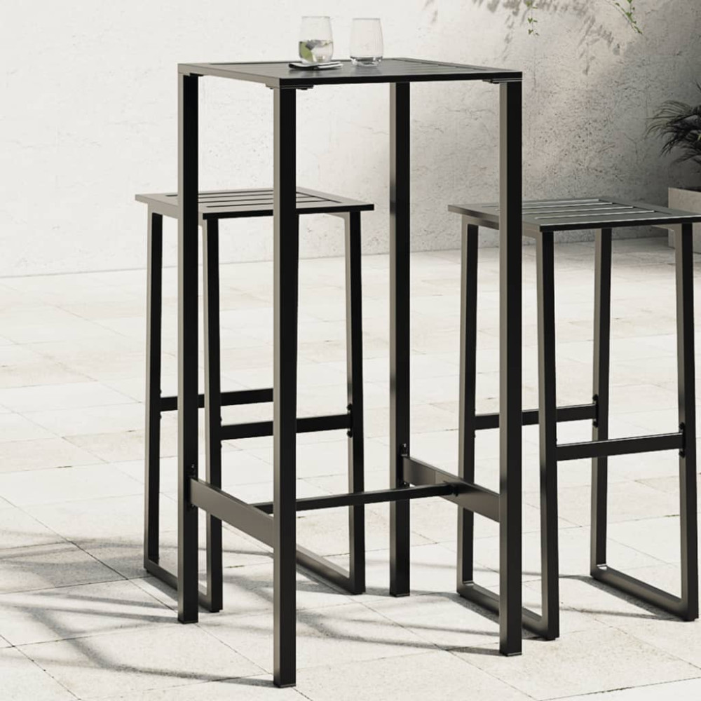 Produktbild för Barbord svart 50x50x110 cm pulverlackerat stål