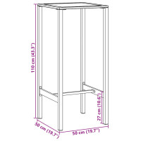 Produktbild för Barbord svart 50x50x110 cm pulverlackerat stål