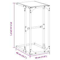 Produktbild för Sidobord med svart glasskiva 40x30x61,5 cm stål