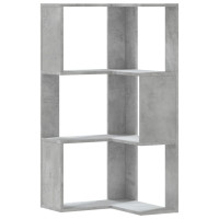 Produktbild för Bokhylla hörn 3 hyllplan betonggrå 50x50x102 cm konstruerat trä