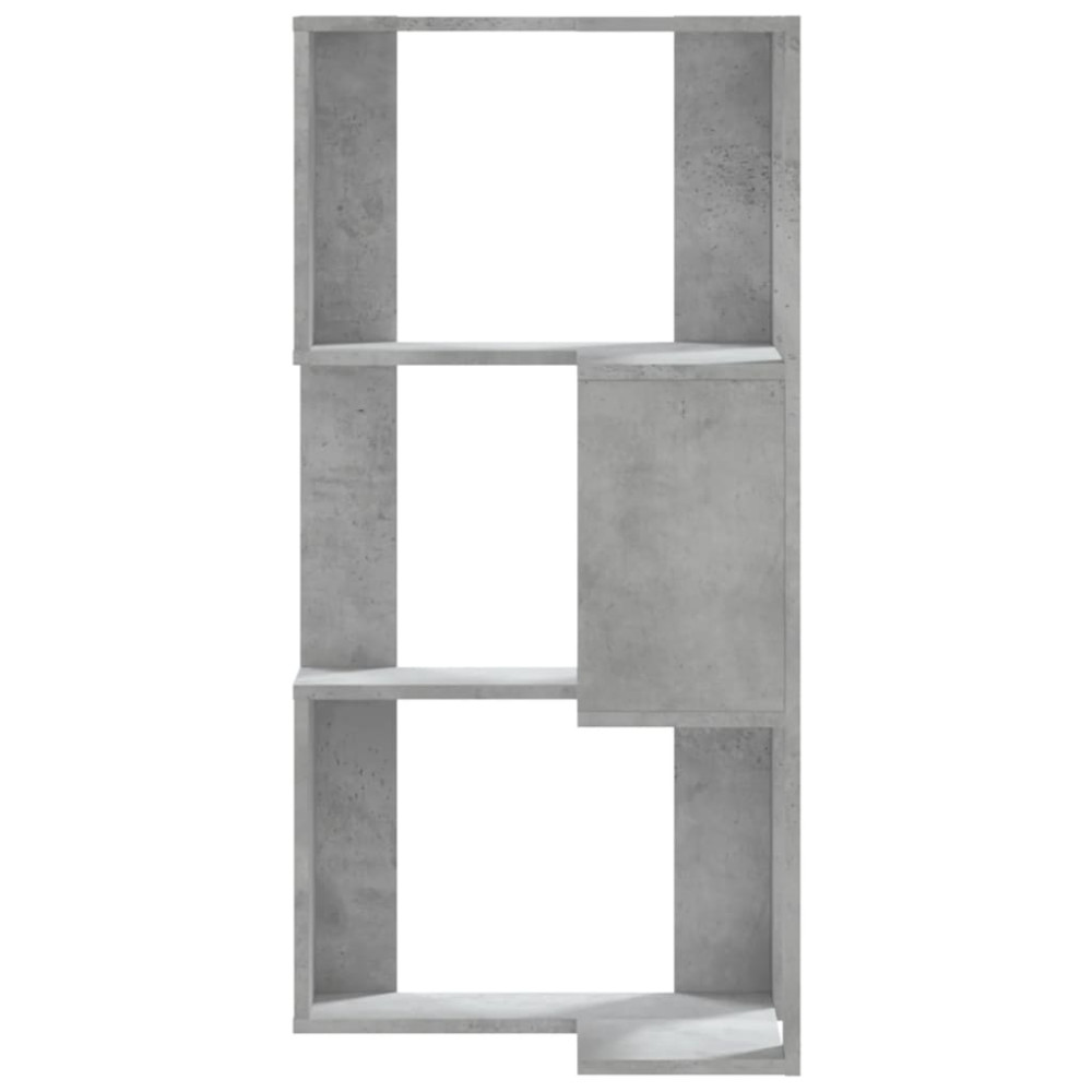 Produktbild för Bokhylla hörn 3 hyllplan betonggrå 50x50x102 cm konstruerat trä