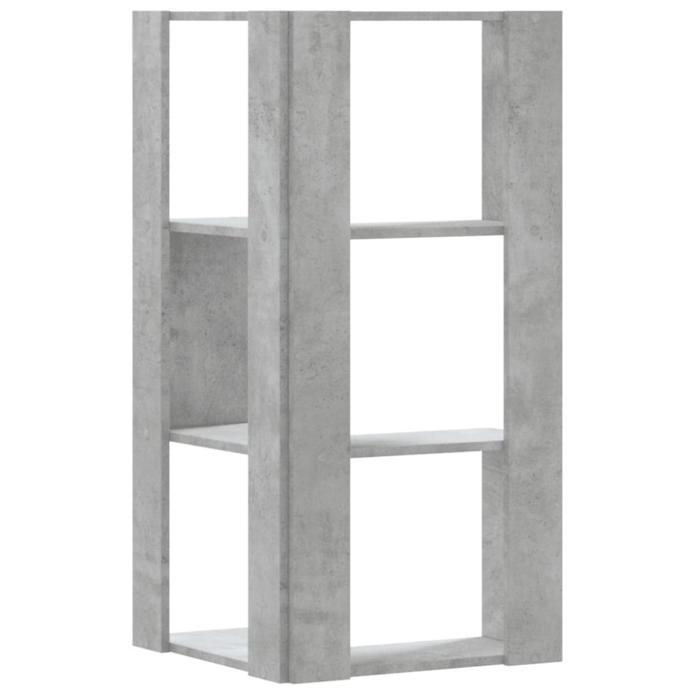 Produktbild för Bokhylla hörn 3 hyllplan betonggrå 50x50x102 cm konstruerat trä