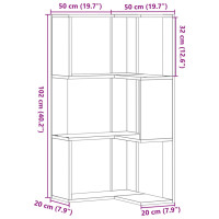 Produktbild för Bokhylla hörn 3 hyllplan betonggrå 50x50x102 cm konstruerat trä