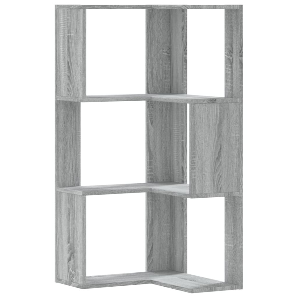 Produktbild för Bokhylla hörn 3 hyllplan grå sonoma 50x50x102cm konstruerat trä