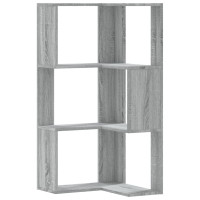 Produktbild för Bokhylla hörn 3 hyllplan grå sonoma 50x50x102cm konstruerat trä