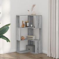 Produktbild för Bokhylla hörn 3 hyllplan grå sonoma 50x50x102cm konstruerat trä