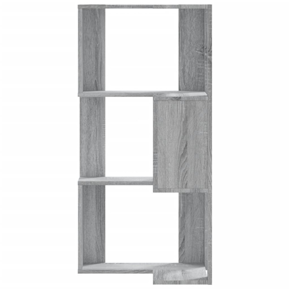 Produktbild för Bokhylla hörn 3 hyllplan grå sonoma 50x50x102cm konstruerat trä
